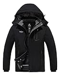 Wantdo Men's Mountain Waterproof Ski Jacket Windbreaker Snow Jacket Black L