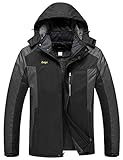 Lega Mens Warm Winter Coat Insulated Fleece SKi Jacket Waterproof Windproof Mountain Rain(Black/L)