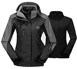 TBMPOY Women's Outdoor 3-in-1 Waterproof Ski Jacket Fleece Inner Winter Coat with Detachable Hood...