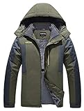 HOW'ON Men's Snow Jacket Windproof Waterproof Ski Jackets Winter Hooded Mountain Fleece Outwear Army...