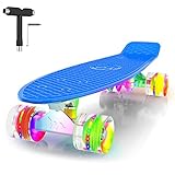 Merkapa 22' Complete Skateboard with Colorful LED Light Up Wheels for Beginners Girls Kids Cruiser...