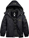 GEMYSE Boy's Waterproof Ski Snow Jacket Fleece Windproof Winter Jacket with Hood (Black,8)