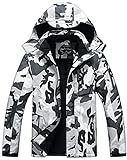 SUOKENI Men's Waterproof Ski Jacket Warm Winter Snow Coat Hooded Raincoat Large